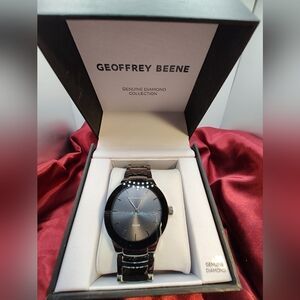 Geoffrey Beene Genuine Diamond Collection Men's Watch Gunmetal Runs